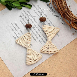 Wooden Vintage Earrings For Women Bohemian Style  Geometric Wood Earrings 2022 Trendy Retro Rattan Earrings Statement Jewelry Alodia Store