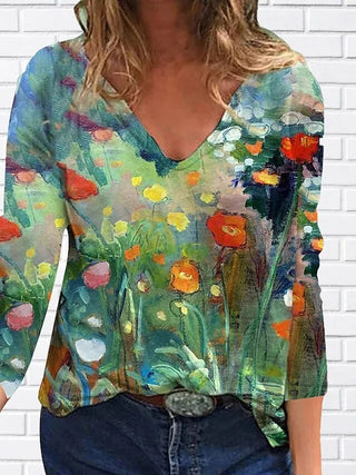 Women 2022 Autumn Trendy New Longsleeve Casual Personalized Cute V-Neck Tops Plus Size XS-8XL Alodia Store