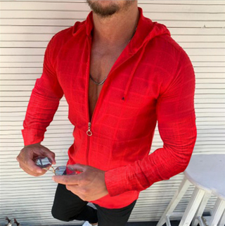 Fashion Long/Short sleeved Hoodie Zipper T shirt Men clothing Summer Solid color Casual Plaid print Open Stitch Th alodia store
