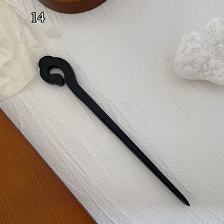 Traditional Wooden Black Hair Sticks Chinese Style Hairpins Carved Wood Hair Fork Vintage Chop Stick Headwear For Women Jewelry Alodia Store