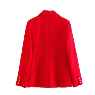 Fashion Women Beige Tweed Blazer Jacket For Office Lady Alodia Store