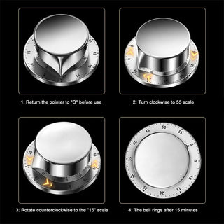 Stainless Steel Kitchen Timer with Magnetic Base Manual Mechanical Cooking Timer Countdown Cooking Tools KitchenTimer Alodia Store