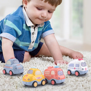 Cartoon Car Toy Plastic Pull Back Cars Model Mobile Vehicle Fire Truck Taxi Boys Girls Toys Educational for Alodia Store