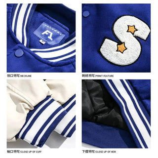 American Harajuku Blue Student Baseball Men's Coat Alodia Store