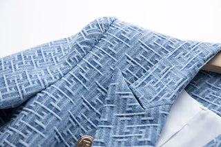 Geometric Pattern Denim Jackets Alodia Store