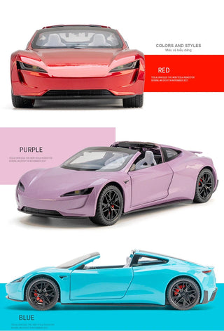 1:24 Tesla Roadster Alloy Sports Car Model Diecasts Metal Toy Vehicles Car Model Simulation Sound and Light Collection Kids Gift Alodia Store
