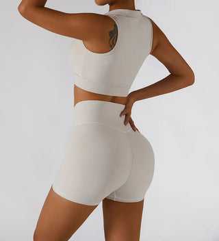Chest Zipper Yoga Suit Women's Tracksuits Seamless Gym Workout Clothes 2 PCS Sexy Sportswear High Waist Leggings Bra Sports Set Alodia Store