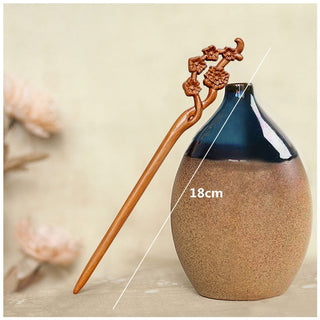 Chinese Wood Hair Sticks Hair Barrettes Red Sandalwood Rabbit Clips Vintage Style Hairpin Accessories for Women Bun Maker ML Alodia Store