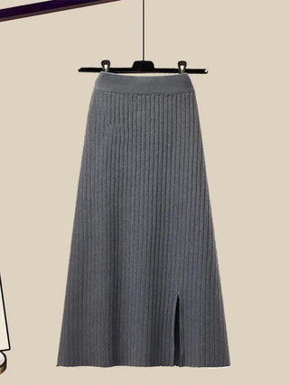 Women's Shawl Shirt Three-piece Set+High Waist Knitting Half-body Skirt Set Women Fashion 3 Piece Set Alodia Store