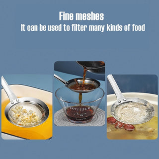 Filter Scoop Stainless Steel Fat Skimmer Spoon Fine Mesh Strainer Food Strainer With Handle Kitchen Oil Skimmer Strainer FU Alodia Store