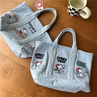 Snoopy Embroidered Denim Women's Tote Bag Cartoon Alodia Store