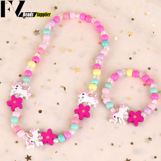 33 Style Colorful Wooden Cute Animal Flower Cartoon Children's Necklace Bracelet Girl's Child Jewelry Kids Toys Birthday Gifts Alodia Store