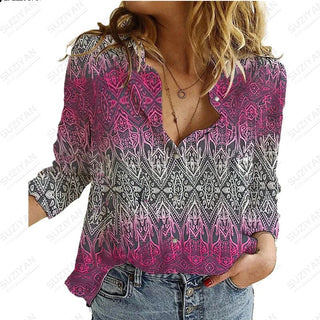 2023Women's Spring New LongSleeve Shirt Gradient Speckled 3D Printing Hot Selling Women's Polo Collar Single breasted Casual Top Alodia Store