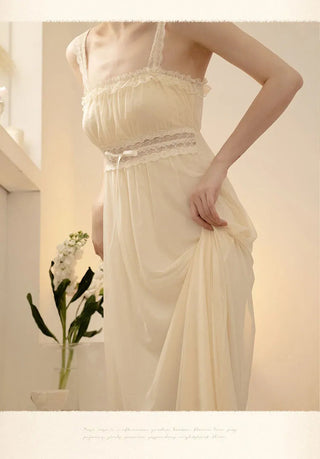 2PCS Robe Set Female Court Style Satin Nightdress Sexy Lace Alodia Store