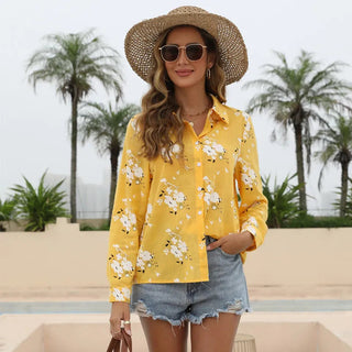Women's Autumn Spring Blouses Female Fashion Floral Print Casual Loose Long Sleeve Cotton Shirts Oversize Blouse Clothing Tops Alodia Store