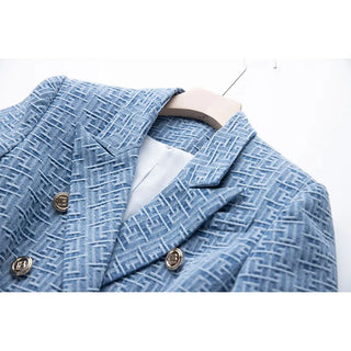 Geometric Pattern Denim Jackets Alodia Store