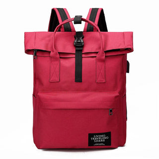 Women External USB Charge Backpack Nylon Rucksack ALODIA STORE