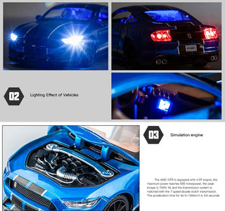 1:32 High Simulation Supercar Ford Mustang Shelby GT350 Car Model Alloy Pull Back Kid Toy Car 4 Open Door Children's Gifts GT500 Alodia Store