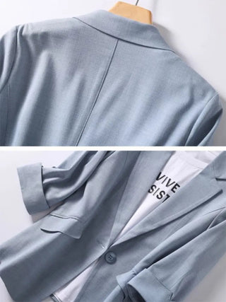 Fashion Woman Blazer Linen 100% Suit Jacket White Solid Casual Alodia Store