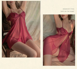 Women's Nightgown Lace Satin Slip Alodia Store