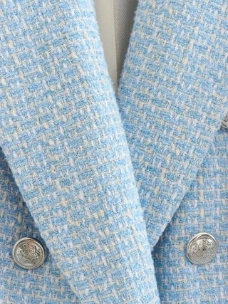 Fashion Women Beige Tweed Blazer Jacket For Office Lady Alodia Store