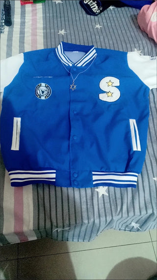 American Harajuku Blue Student Baseball Men's Coat Alodia Store