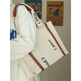 Trend 2024 Designer Canvas Leather Classic Woody Large Tote Bags Y2k Alodia Store