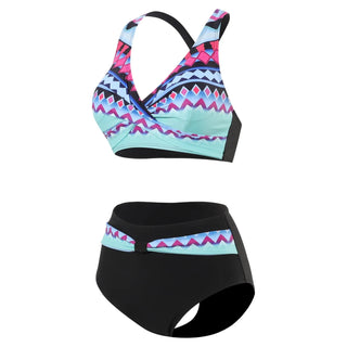 Women's Summer Bohemian Style Patchwork Printed Bikini Swimsuit Two Piece Set Alodia Store