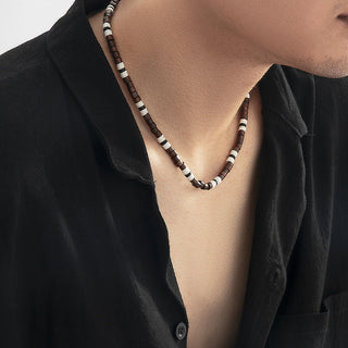 New Bohemian Style Necklace for Men Polymer Clay Pieces Spliced Wood Beads Wholesale Hot Spot Gothic Chains Jewelry Alodia Store