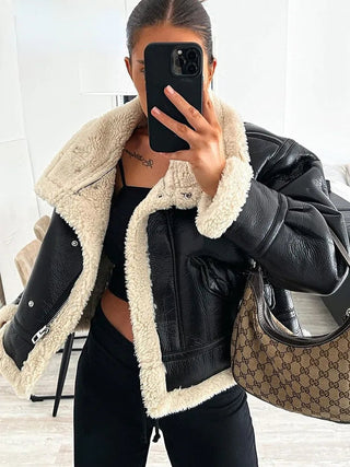 Faux Leather Coat Vintage Alodia Store