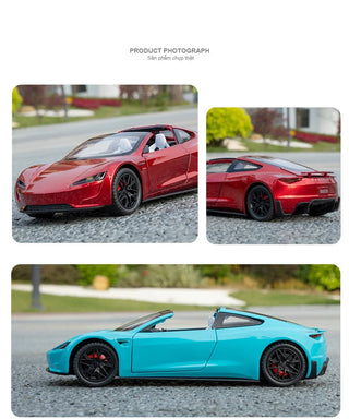 1:24 Tesla Roadster Alloy Sports Car Model Diecasts Metal Toy Vehicles Car Model Simulation Sound and Light Collection Kids Gift Alodia Store