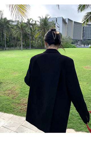 Black Long Sleeved Suit Jacket Alodia Store
