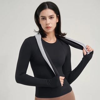 SOISOU Nylon Gym Top Yoga Shirt Fitness Sport Women Clothing Elastic Breathable Pilates Long Sleeve Tops 5 Colors 4 Size Alodia Store
