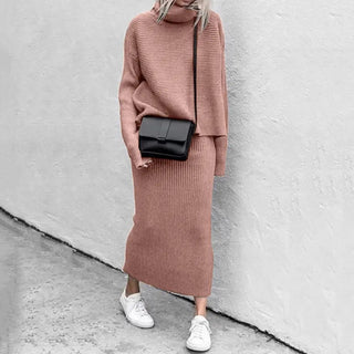 Fashion Women Slim Sweater Skirt Two Pieces Set Alodia Store