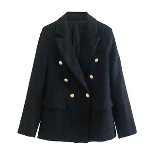 Fashion Women Beige Tweed Blazer Jacket For Office Lady Alodia Store