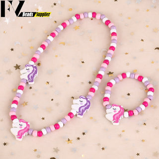 33 Style Colorful Wooden Cute Animal Flower Cartoon Children's Necklace Bracelet Girl's Child Jewelry Kids Toys Birthday Gifts Alodia Store