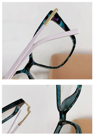 Women Cat Eye Plain Glass Spectacles Stylish Computer Glasses Anti Blue Light Luxury Optical Frame Fashion Eyewear for Ladies Alodia Store