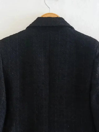 Fashion Women Beige Tweed Blazer Jacket For Office Lady Alodia Store