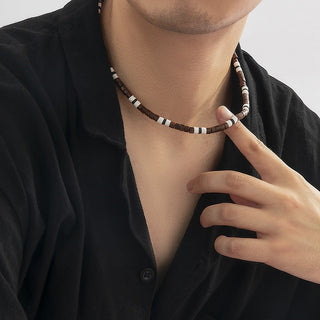New Bohemian Style Necklace for Men Polymer Clay Pieces Spliced Wood Beads Wholesale Hot Spot Gothic Chains Jewelry Alodia Store