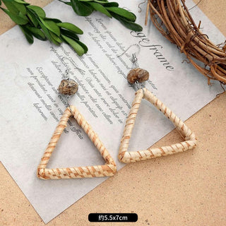 Wooden Vintage Earrings For Women Bohemian Style  Geometric Wood Earrings 2022 Trendy Retro Rattan Earrings Statement Jewelry Alodia Store