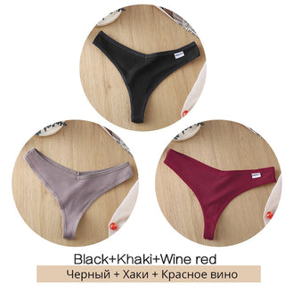 3Pcs/Set Women Cotton Thongs Panties Sexy Low Waist G-String Briefs Ladies lringerie. ALODIA STORE