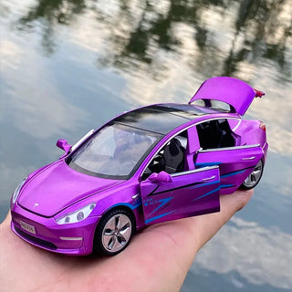 1:32 Tesla Model-X Alloy Car Diecast Sound And Light Pull Back Model Toy Vehicle Metal Car Simulation Alodia Store