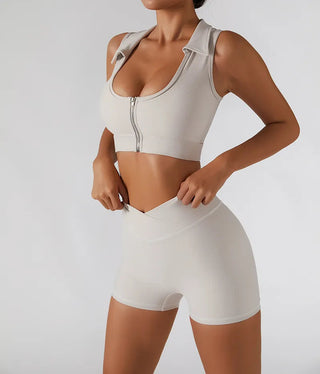 Chest Zipper Yoga Suit Women's Tracksuits Seamless Gym Workout Clothes 2 PCS Sexy Sportswear High Waist Leggings Bra Sports Set Alodia Store