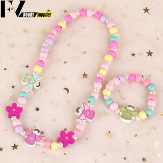 33 Style Colorful Wooden Cute Animal Flower Cartoon Children's Necklace Bracelet Girl's Child Jewelry Kids Toys Birthday Gifts Alodia Store