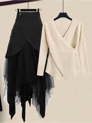 Black Skirt Two Piece Set Alodia Store