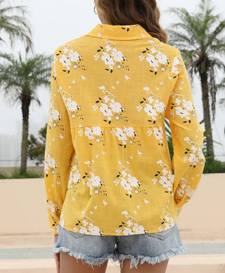 Women's Autumn Spring Blouses Female Fashion Floral Print Casual Loose Long Sleeve Cotton Shirts Oversize Blouse Clothing Tops Alodia Store