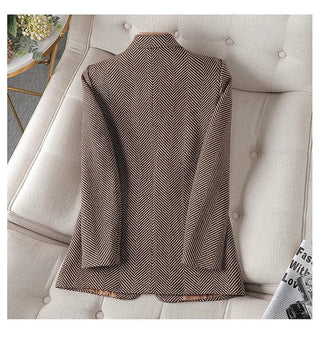 Women Coffee Stripe Formal Blazer business New Alodia Store