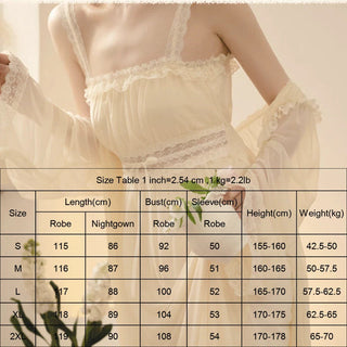 2PCS Robe Set Female Court Style Satin Nightdress Sexy Lace Alodia Store