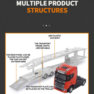 1:50 Simulation Alloy Diecast Large Truck Head Model Container Toy Pull Back Sound Light Engineering Alodia Store