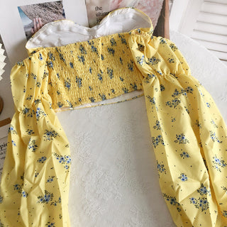 Summer Sexy High Street Off Shoulder Floral Print Puff Alodia Store